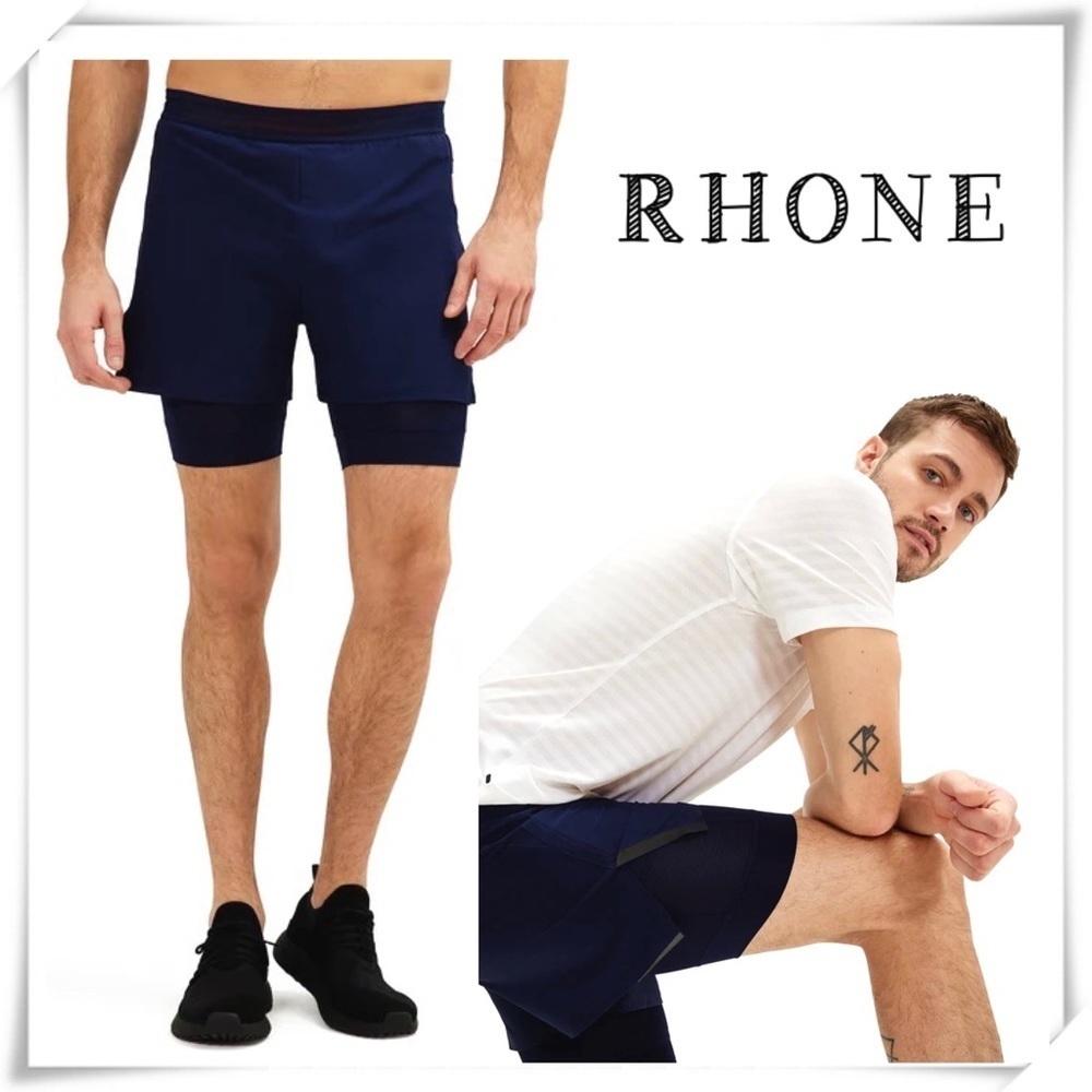 RHONE 4" SWIFT SHORT LINED 4" Lined Running Shorts in Maritime / Navy Blue